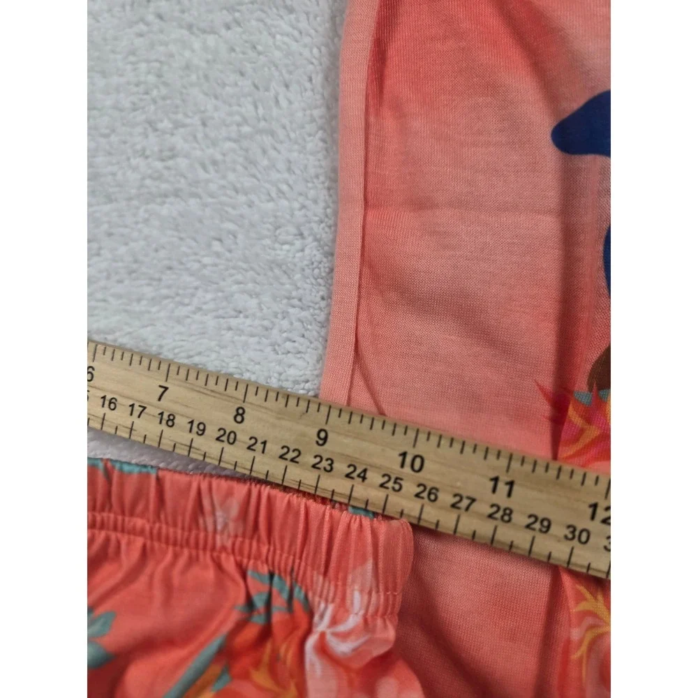 Disney Moana Girls Pajama Set Size 8 Coral Pink Flutter Sleeve Top Shorts NEW